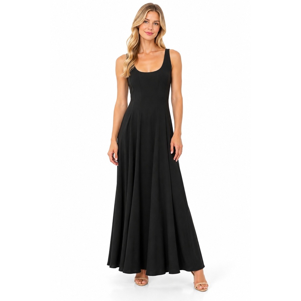 Tuckernuck Women's Black Viscose Crepe Tank Lyon Sleeveless Maxi Dress Sz M NWT